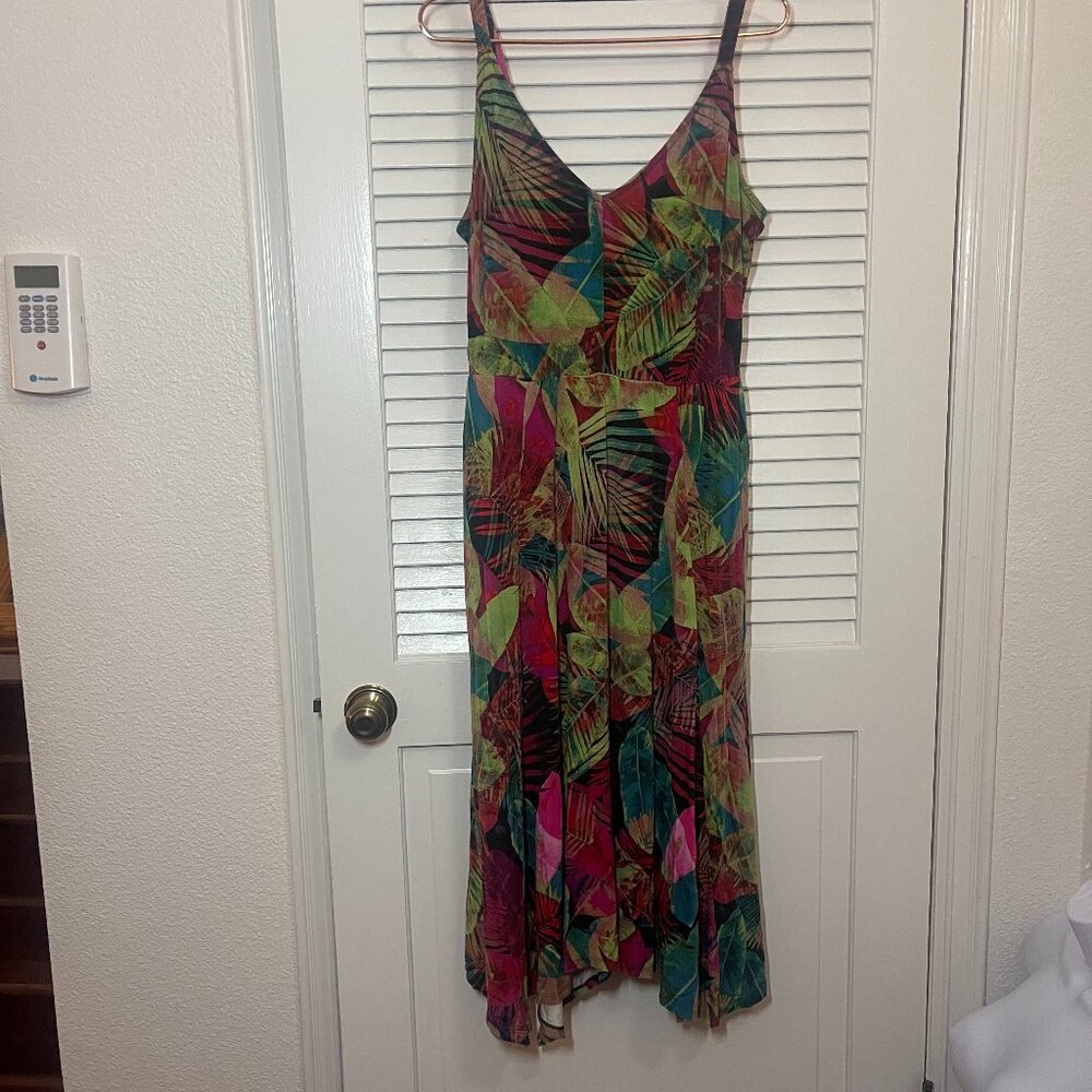 Torrid Super Soft Tropical Print Midi Dress Size 1 Pockets